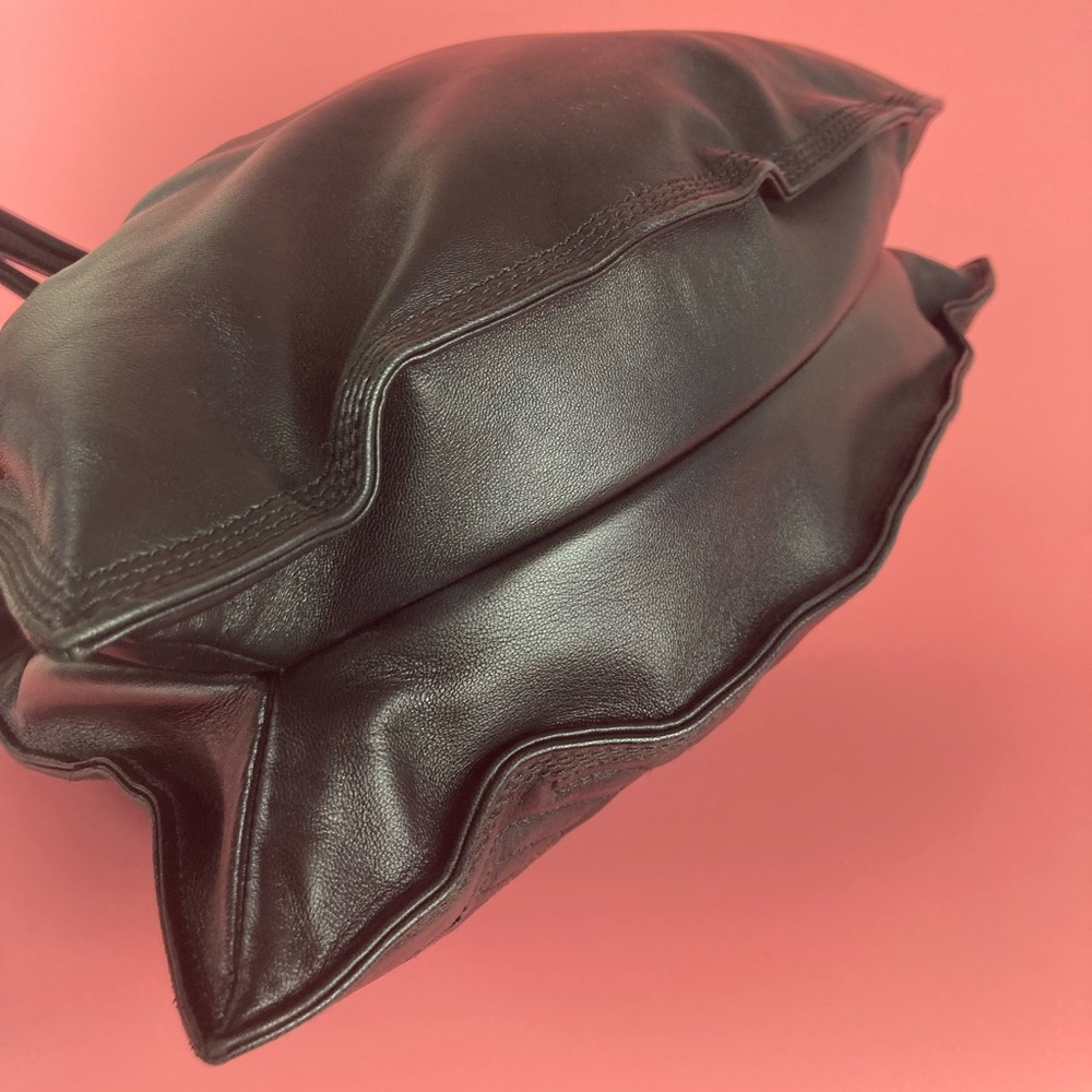 🚫SOLD🚫LOEWE BLACK LAMBSKIN EMBROIDERED LOGO HOBO BAG - Picture 7 of 11